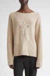 Emily Dawn Long Swan Cable Knit Baby Alpaca Blend Sweater In Neutral