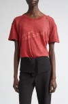 Emily Dawn Long Take Off Your Clothes Distressed Graphic T-shirt In Red