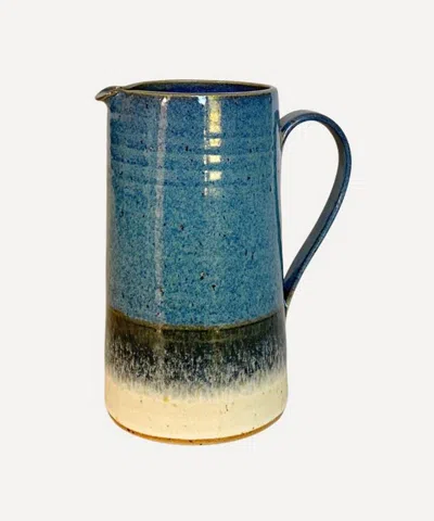Emily Doran Sea Foam Tall Jug In Blue