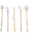 Emily In Paris 5-pc. Gold-tone Pave & Imitation Pearl Star Bobby Pin Set In White