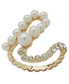 Emily In Paris Glass Pearl, Glass Stone & Cubic Zirconia Gold-tone Loop Ring In Multi