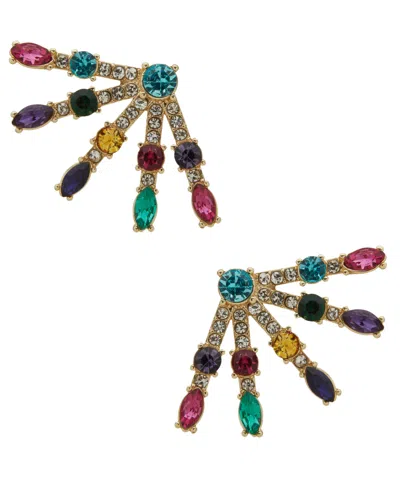 Emily In Paris Glass Stone & Cubic Zirconia Gold-tone Crawler Stud Earrings In Multi