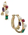 Emily In Paris Glass Stone & Cubic Zirconia Gold-tone Hoop Earrings In Multi