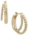 Emily In Paris Glass Stone & Cubic Zirconia Gold-tone Pave Heart-shaped Split Hoop Earrings In Gold