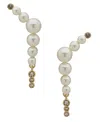Emily In Paris Glass Stone, Glass Pearl & Cubic Zirconia Gold-tone Crawler Stud Earrings In Gray