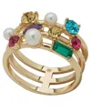 Emily In Paris Glass Stone, Glass Pearl & Cubic Zirconia Gold-tone Stackable Ring In Gold