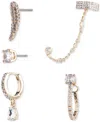 Emily In Paris Gold-plated 5-pc. Set Pave Crystal & Cubic Zirconia Mix & Match Earrings In Crystal Wh