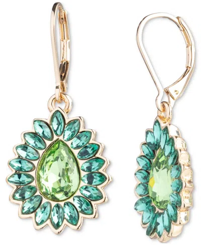 Emily In Paris Gold-tone Color Crystal Drop Earrings In Green