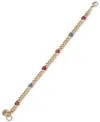 Emily In Paris Gold-tone Color Crystal Heart Link Bracelet In Multi