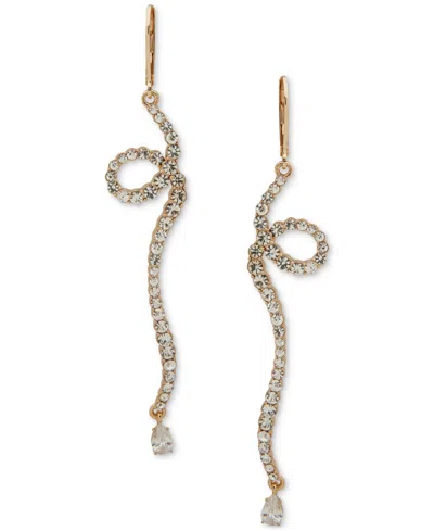 Emily In Paris Gold-tone Crystal & Pave Looped Bar Linear Drop Earrings In White