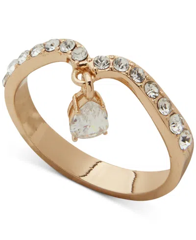 Emily In Paris Gold-tone Crystal Charm Pave Wavy Ring In White