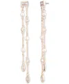Emily In Paris Gold-tone Cubic Zirconia & Imitation Pearl Double-row Linear Drop Earrings In Crystal Wh