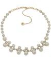 Emily In Paris Gold-tone Cubic Zirconia & Imitation Pearl Statement Necklace, 16" + 3" Extender In White