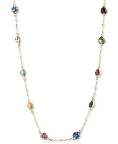 Emily In Paris Gold-tone Heart Stone Collar Necklace, 16" + 3" Extender In Multi