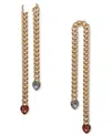 Emily In Paris Gold-tone Heart Stone Curb Link Chain Drop Earrings In Multi