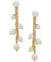 Emily In Paris Gold-tone Imitation Pearl Chain Linear Drop Earrings In White