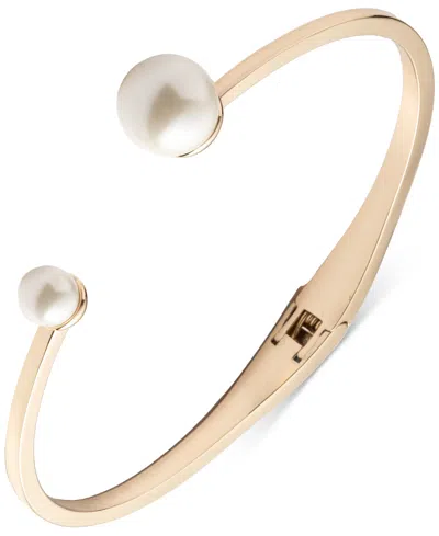 Emily In Paris Gold-tone Imitation Pearl Cuff Bracelet In White