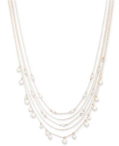 Emily In Paris Gold-tone Imitation Pearl Layered Strand Necklace, 16" + 3" Extender In White