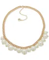 Emily In Paris Gold-tone Imitation Pearl Shaky Collar Necklace, 16" + 3" Extender In White