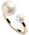 Emily In Paris Gold-tone Imitation Pearl Small & Large Polished Cuff Ring In White