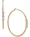 Emily In Paris Gold-tone Large Cubic Zirconia Hoop Earrings, 2.36" In White