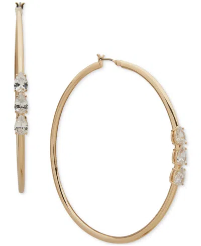 Emily In Paris Gold-tone Large Cubic Zirconia Hoop Earrings, 2.36" In White