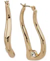 Emily In Paris Gold-tone Long Wavy Stone Hoop Earrings