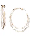 Emily In Paris Gold-tone Medium Cubic Zirconia Double-row Hoop Earrings, 1.75" In Crystal Wh