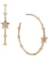 Emily In Paris Gold-tone Medium Pave Star Hoop Earrings, 1.63" In Crystal Wh