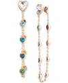 Emily In Paris Gold-plated Multicolor Heart & Chain Front-to-back Earrings In Multi