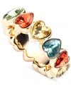 Emily In Paris Gold-tone Multicolor Heart Stone Bezel Statement Ring In Multi