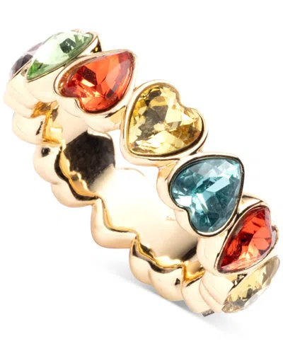 Emily In Paris Gold-tone Multicolor Heart Stone Bezel Statement Ring