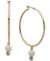 Emily In Paris Gold-tone Muti Stone Medium Hoop Earrings, 1.88"