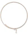 Emily In Paris Gold-plated Pave & Cubic Zirconia Crossover 16" Collar Necklace In Crystal Wh