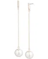 Emily In Paris Gold-tone Pave & Imitation Pearl Linear Drop Earrings In White