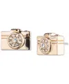 Emily In Paris Gold-tone Pave Camera Stud Earrings In Crystal Wh