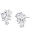 Emily In Paris Silver-tone Cubic Zirconia Cluster Stud Earrings In Crystal Wh