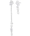 Emily In Paris Silver-tone Pave & Crystal Mismatch Drop Earrings In Crystal Wh