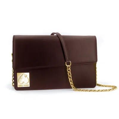 Emily Jones Women's Brown Chestnut Soft Double Flap Crossbody Bag/ Gold Hardware