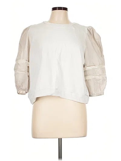 Pre-owned Emily Lovelock 3/4 Sleeve Top Ivory Cold Shoulder Neckline Tops