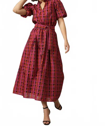 Emily Lovelock Aida Plaid Blouse In Crimson In Black