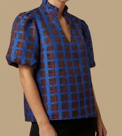 Emily Lovelock Aida V-neck Blouse In Blue In Multi