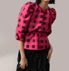 Emily Lovelock Carla Blouse In Crimson In Pink