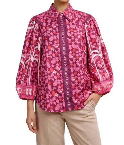 Emily Lovelock Edie Top In Cranberry Juice In Multi
