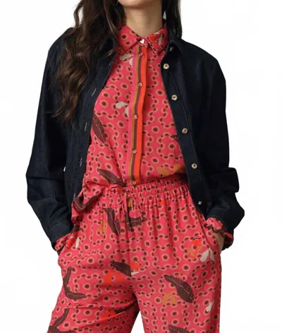 Emily Lovelock Elle Denim Blouse In Blue