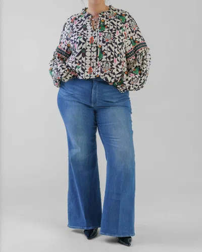 Emily Lovelock Emma Blouse - Plus Size In Black In Blue