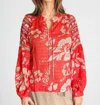 Emily Lovelock Emma Coral Batik Print Blouse In Red Multi