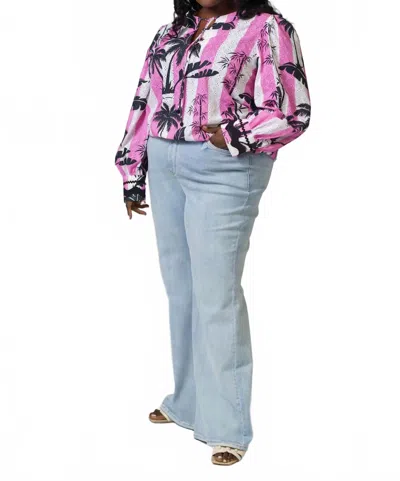 Emily Lovelock Eva Long Sleeve V-neck Blouse - Plus In Fondant Pink