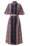 Emily Lovelock Holly Dress In Chambray Blue In Multi