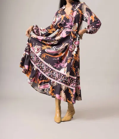 Emily Lovelock Josephine Dress In Midnight Plum In Multi